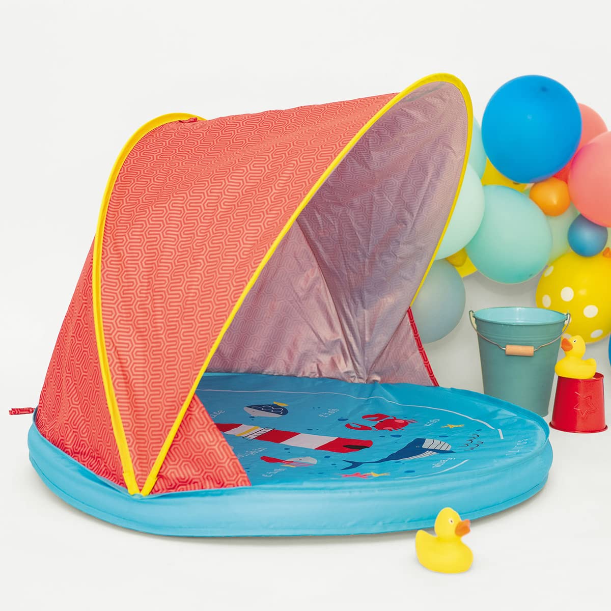 Olmitos – Tienda Pop UP de bebé para Playa y jardín– Manta/Parasol Protector de Sol y Viento – Plegable Compacto Muy Ligero – Incluye Funda y Ganchos para el Suelo