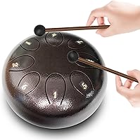 Vista 9 de REGIS Tambor metálico de lengüetas, de acero, 6 pulgadas, 8 notas musicales, instrumento de percusión, tambor de lluvia para exteriores, regalo