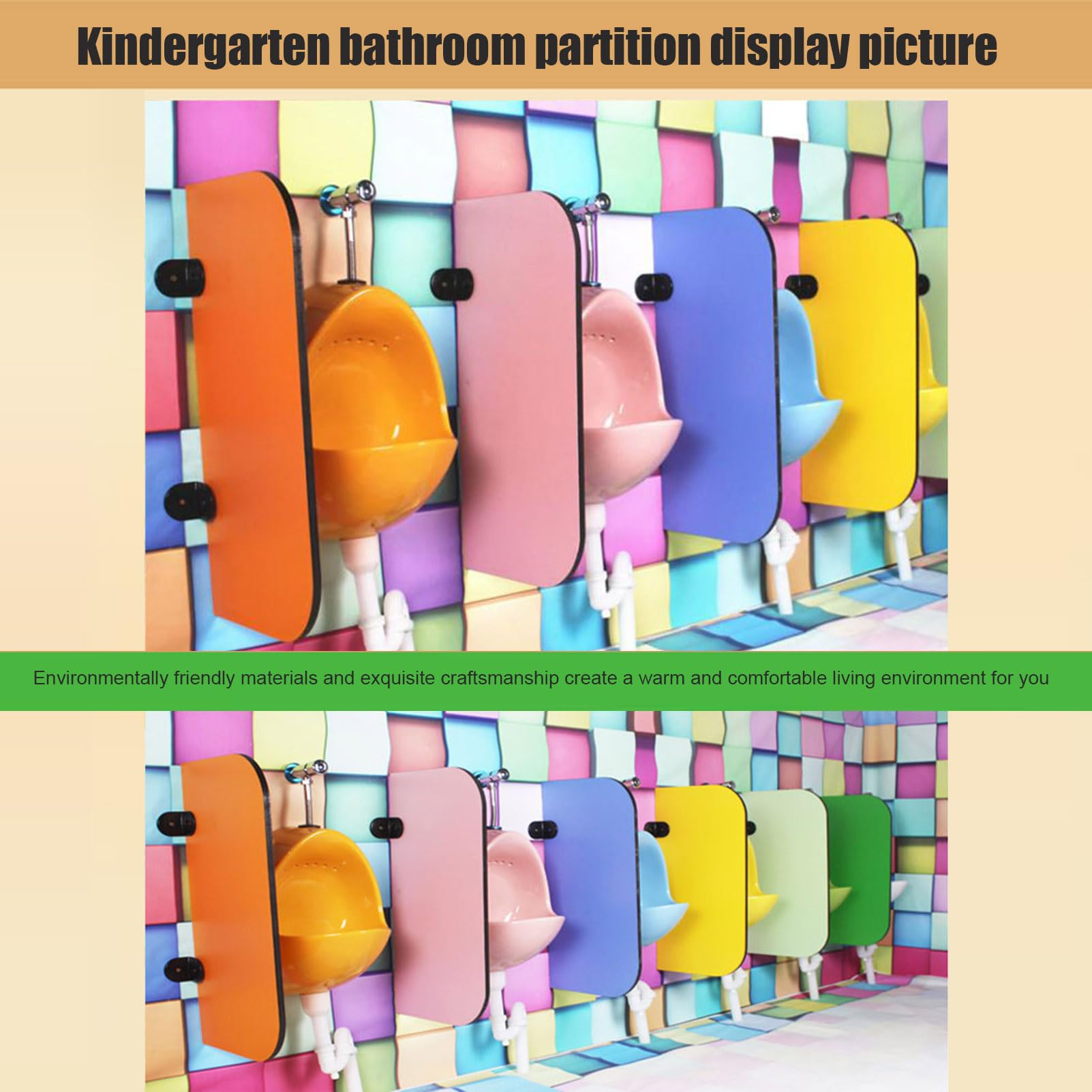 Divisore impermeabile per orinatoio per bambini per asili e scuole, montaggio a parete, adatto ai bambini, design in legno