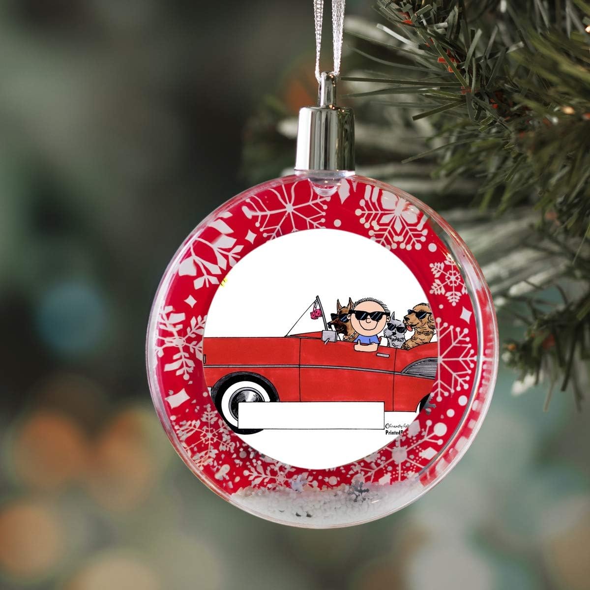 PrintedPerfection.com Personalized Friendly Folks Car Lover - Male Christmas Snow Globe Ornament