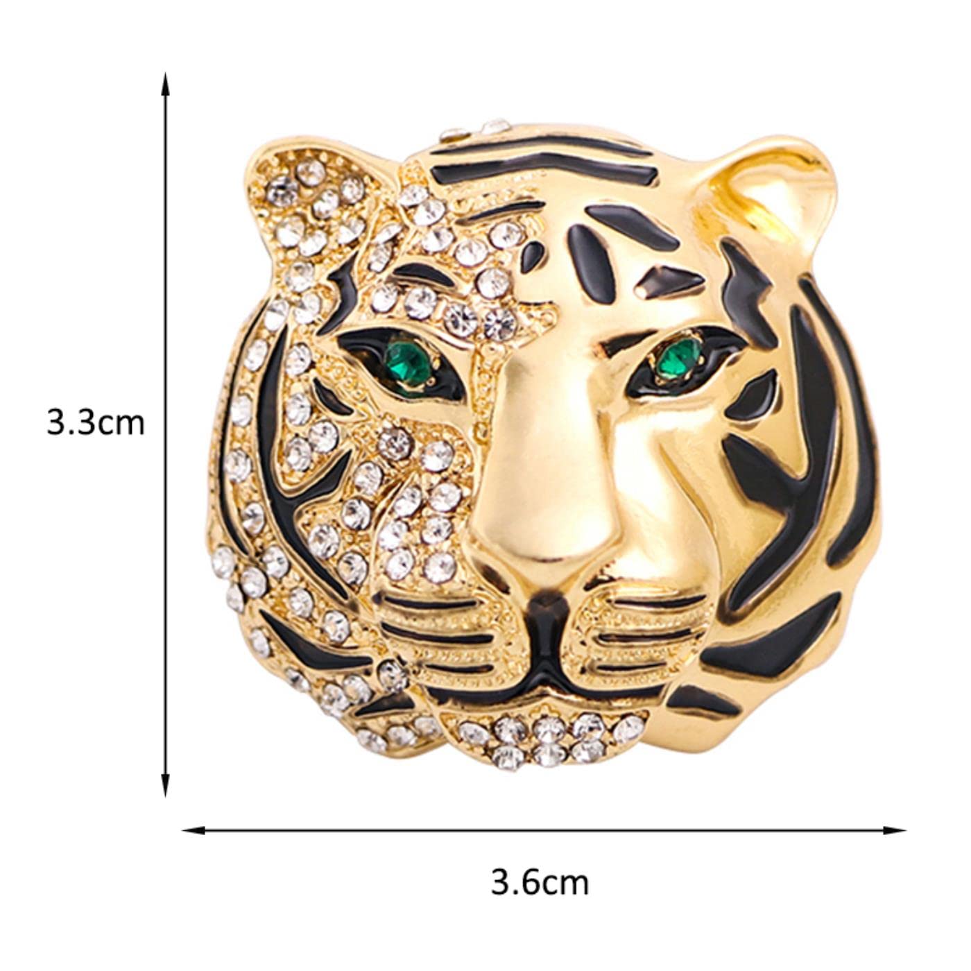Spilla A Forma Di Tigre Con Strass, Placcata Oro Antico, In Lega Di Zinco, Elegante Accessorio Moda Per Donna E Uomo - 3