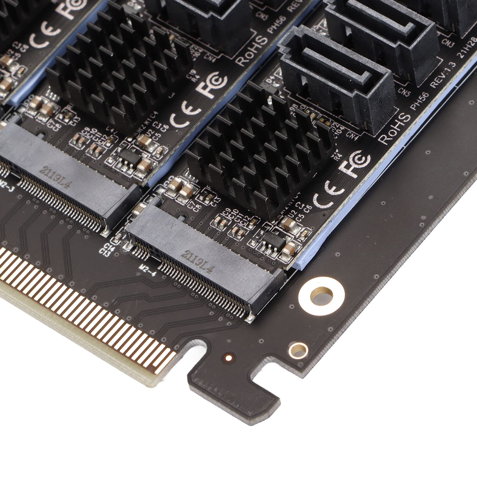 PCIE X16 NVME M.2 RAID 4 Pan Signal Split Array Rozszerzona 20-portowa Karta Transferowa SATA 6G JMB585 Chip 4 PH56 + PH44, Plug And Play.