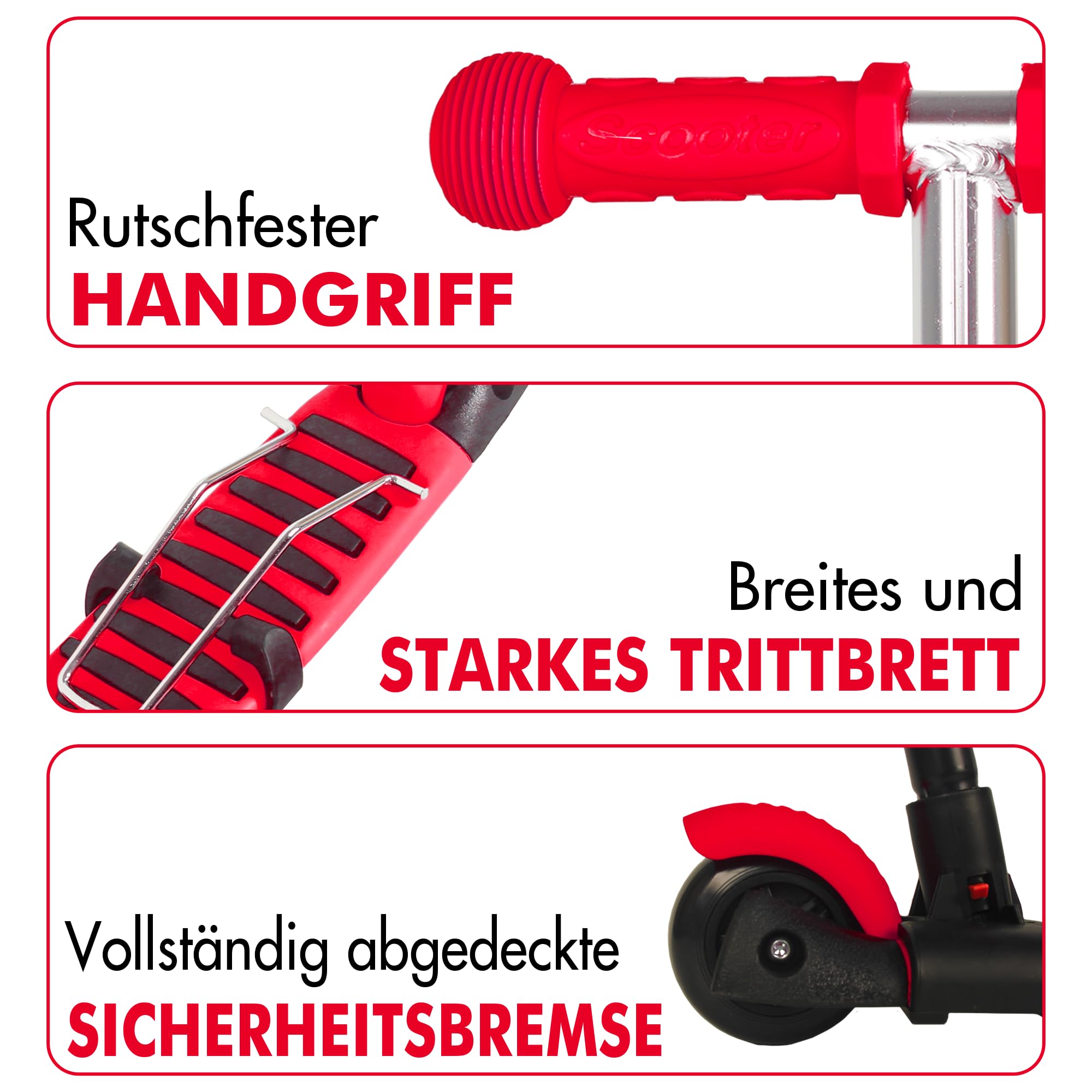 Habib Gruppe Monopattino 3 in 1 per bambini e bambine – sedile rimovibile, ruote a LED, manubrio regolabile in altezza, scooter – Monopattino – per bambini da 2 a 8 anni