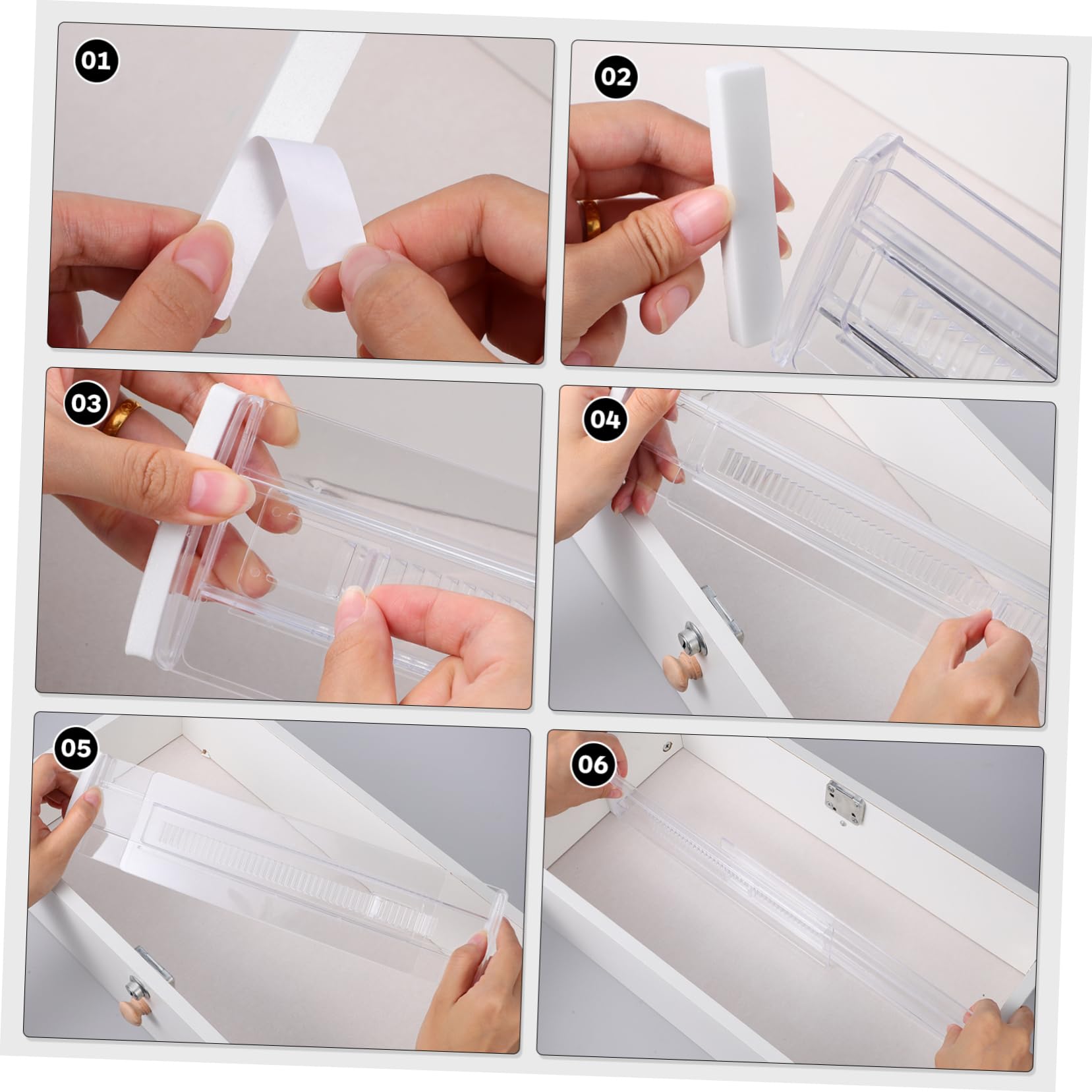 6 Separadores Ajustables de Plástico para Cajones, Organizador de Ropa y Toallas, Resistentes y Fáciles de Recolocar para Dormitorio y Cocina