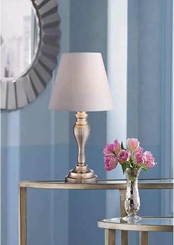 Miniatura 3 de Regency Hill Thom - Lámpara de mesa tradicional de 19 14 pulgadas de latón dorado de metal blanco con pantalla táctil para sala de estar,