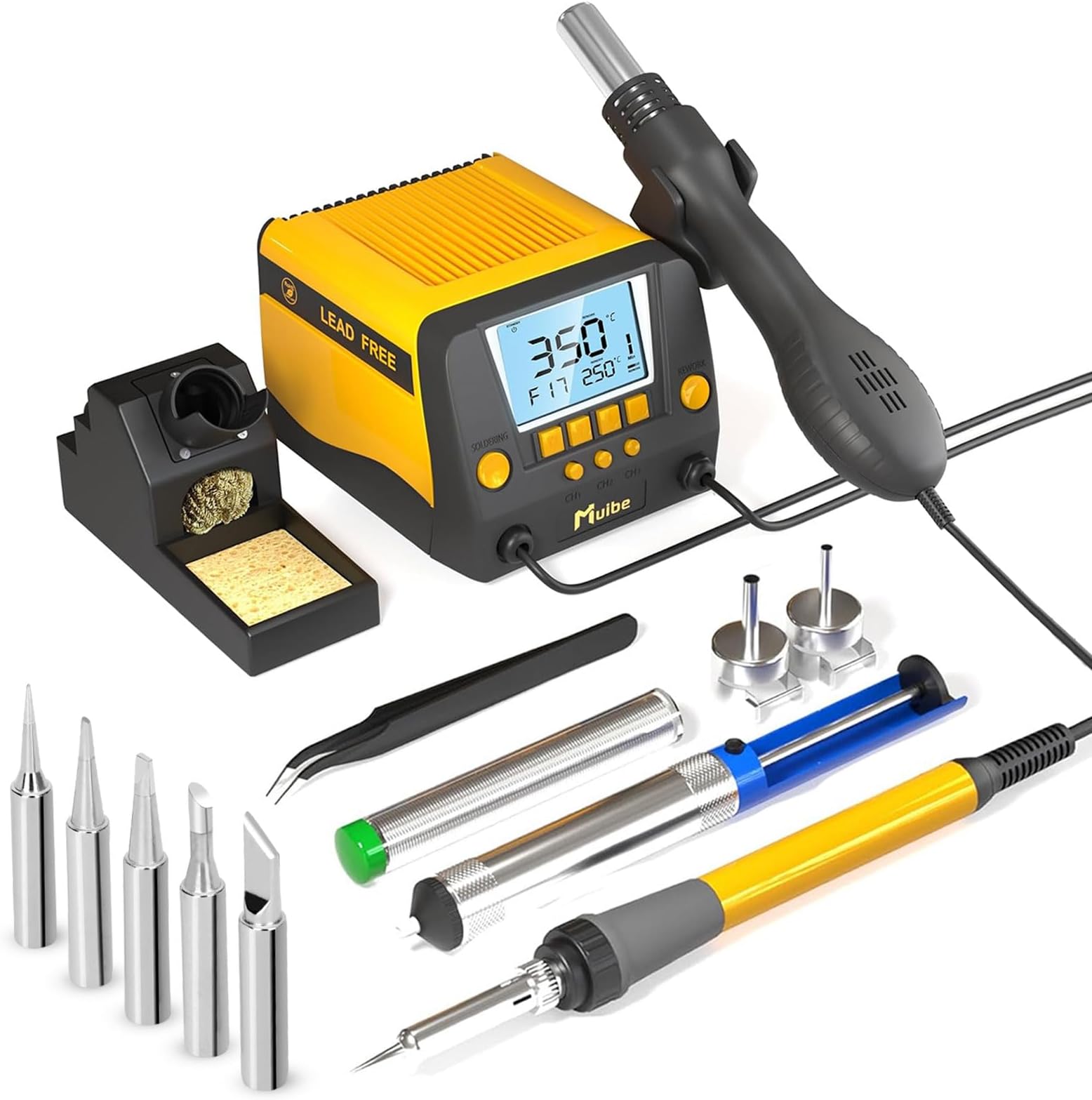 JK882 Soldering Iron Station, 2-in-1 SMD Hot Air Rework and Soldering Station,Featuring Preset Functions, °F/°C Conversion, Sleep Mode,Efficient Rework Station,A Nice Gift for DIY Enthusiasts
