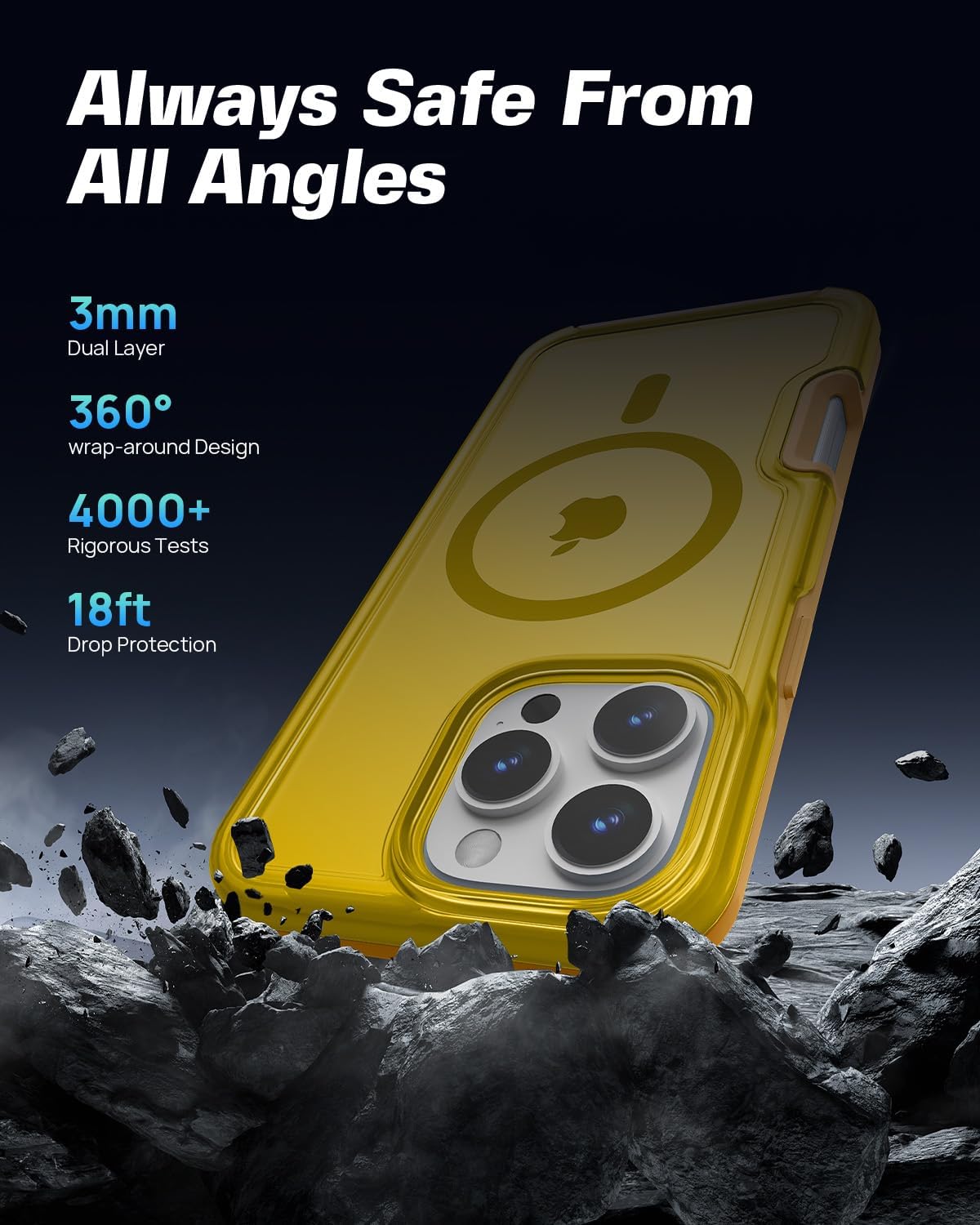 ArtsEvo Strong Magnetic for iPhone 16 Pro Max Case, Compatible with MagSafe, 360° Military-Grade Protection, Slim Translucent Matte Phone Case, Yellow - Image 4