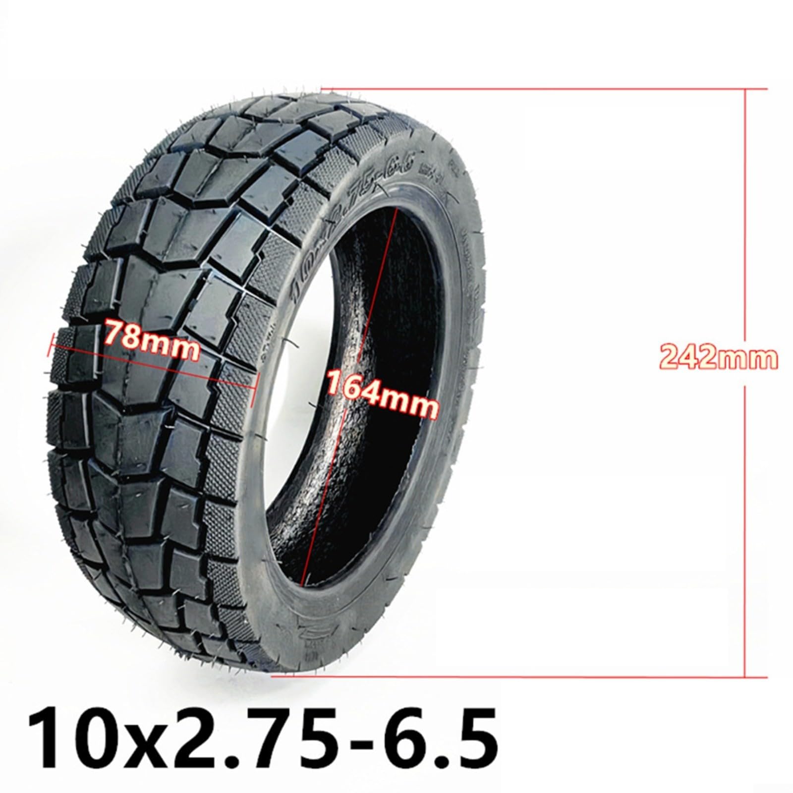 Pneumatico senza camera d'aria 10 pollici per scooter elettrico 10 x 2.75-6.5 pneumatico in gomma fuoristrada 70/65-6.5 per guida all'aperto modello di trazione migliorata nero