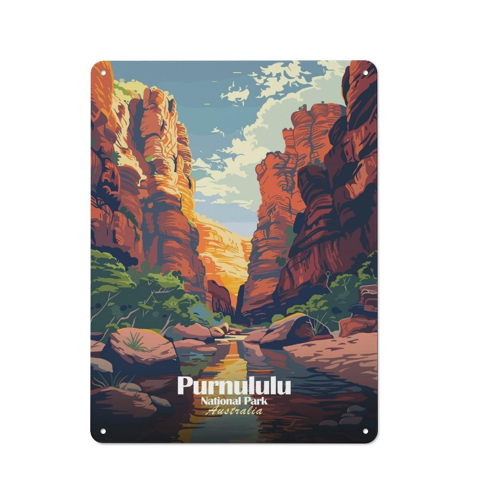 Junmoney Purnululu National Park Australia Illustratio Vintage N Metal Plaque 40X30cm, Bistro Wall Plaque For Coffee Bar, Kitchen, Bistro Or Tea Corner