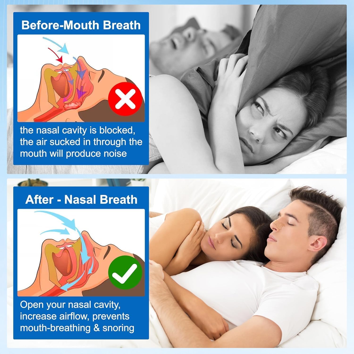 Tiras Nasales Antironquidos - Nasal Strips, 60 piezas Nose-Strips Tiritas Nariz para Deportivas Dormir - E1