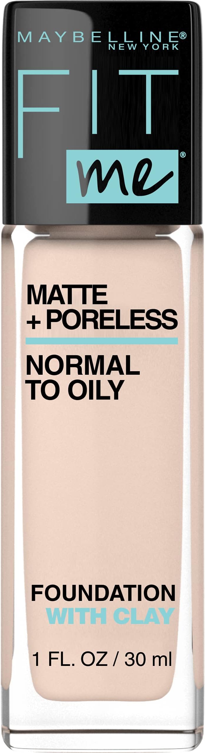 New York Fit Me Matte Plus Poreless Powder Liquid Full Coverage Foundation Makeup For Combination Skin, Natural Ivory, 1 Fluid Ounce, Pack Of 1