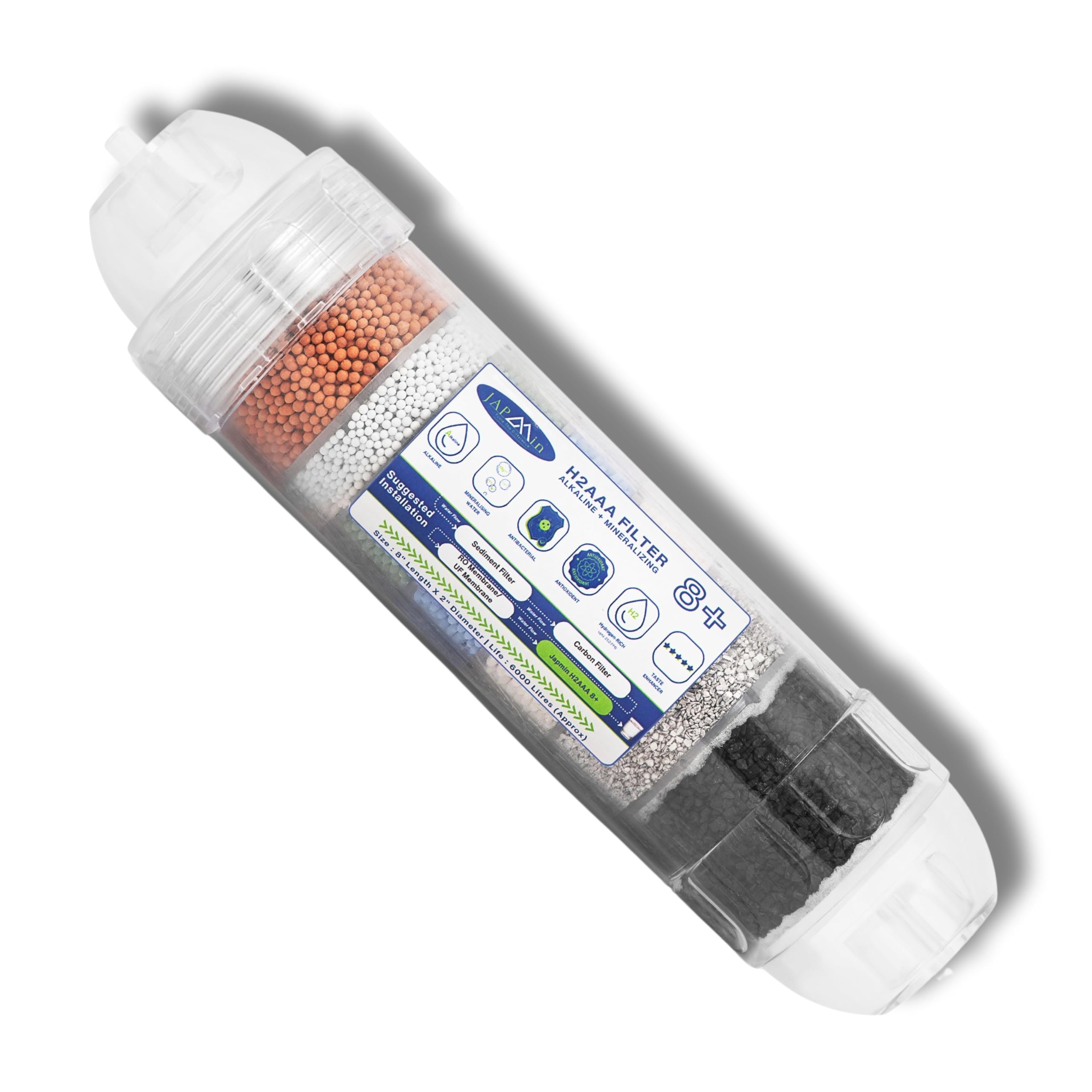 Sponsored Ad - 8” Alkaline Water Filter Cartridge | Convert RO Water Purifier into Alkaline Water Purifier | 6000L Life