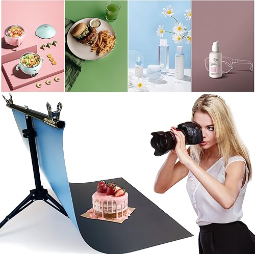 Miniatura 2 de 8 piezas de 16 piezas de papel de fondo de fotografía de alimentos con soporte, 34.3 x 22 pulgadas, 2 en 1, de doble cara, plano, para fotos,