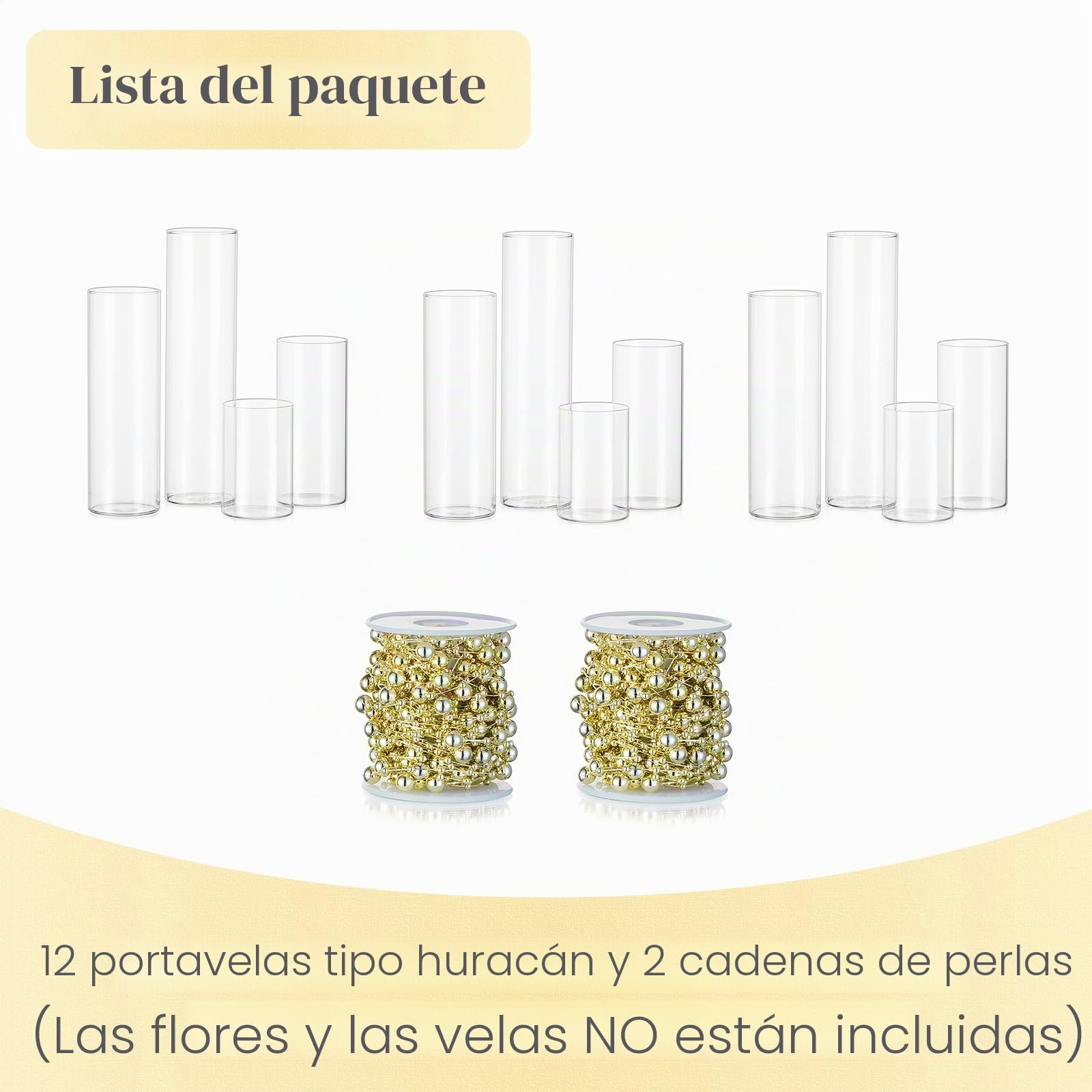 Hewory - Juego de 12 tarros de cristal para velas con perlas de agua, para velas flotantes, jarrón de cristal para Navidad, decoración de mesa, exterior o boda