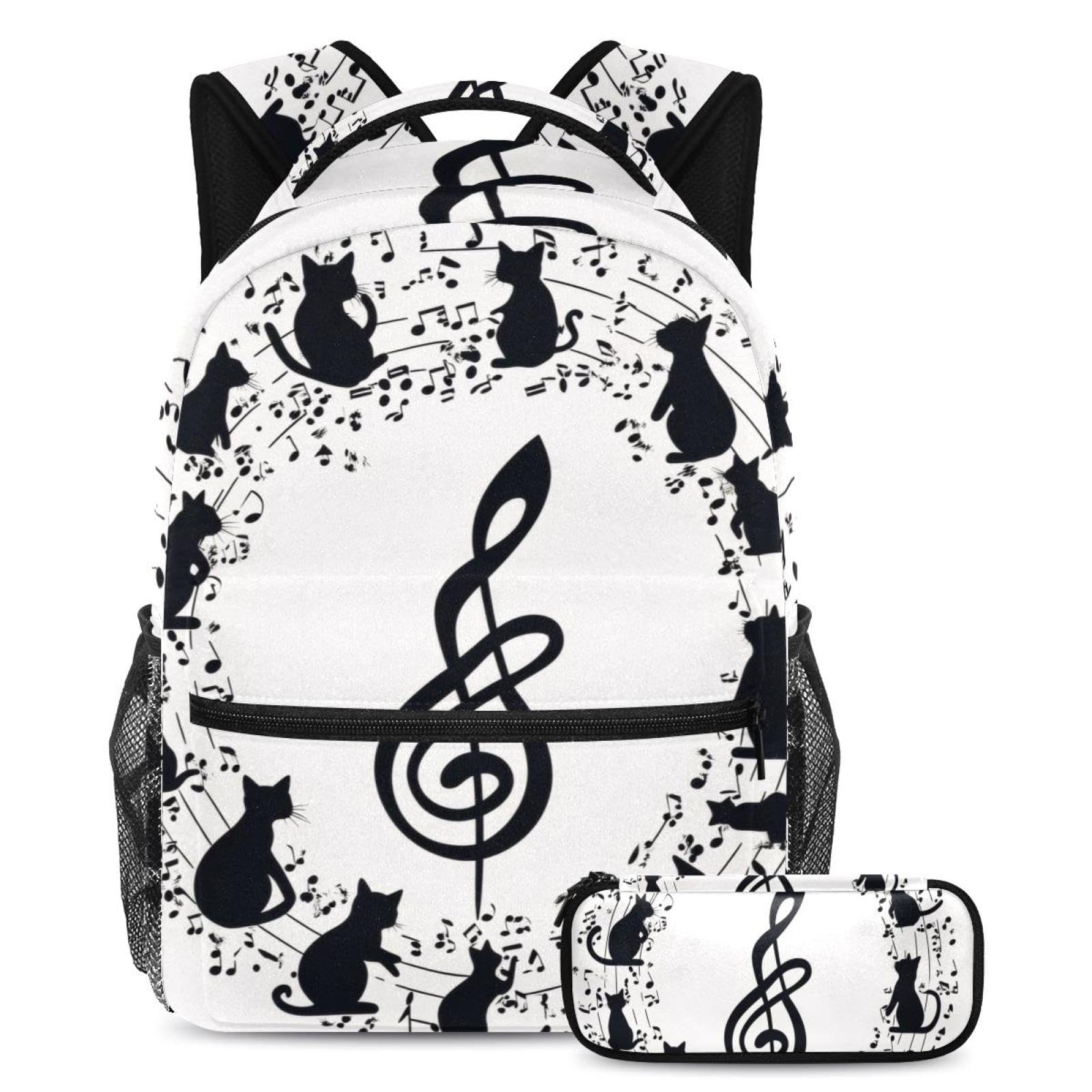 Cartable chat et musique grand format pour le collège et le lycée