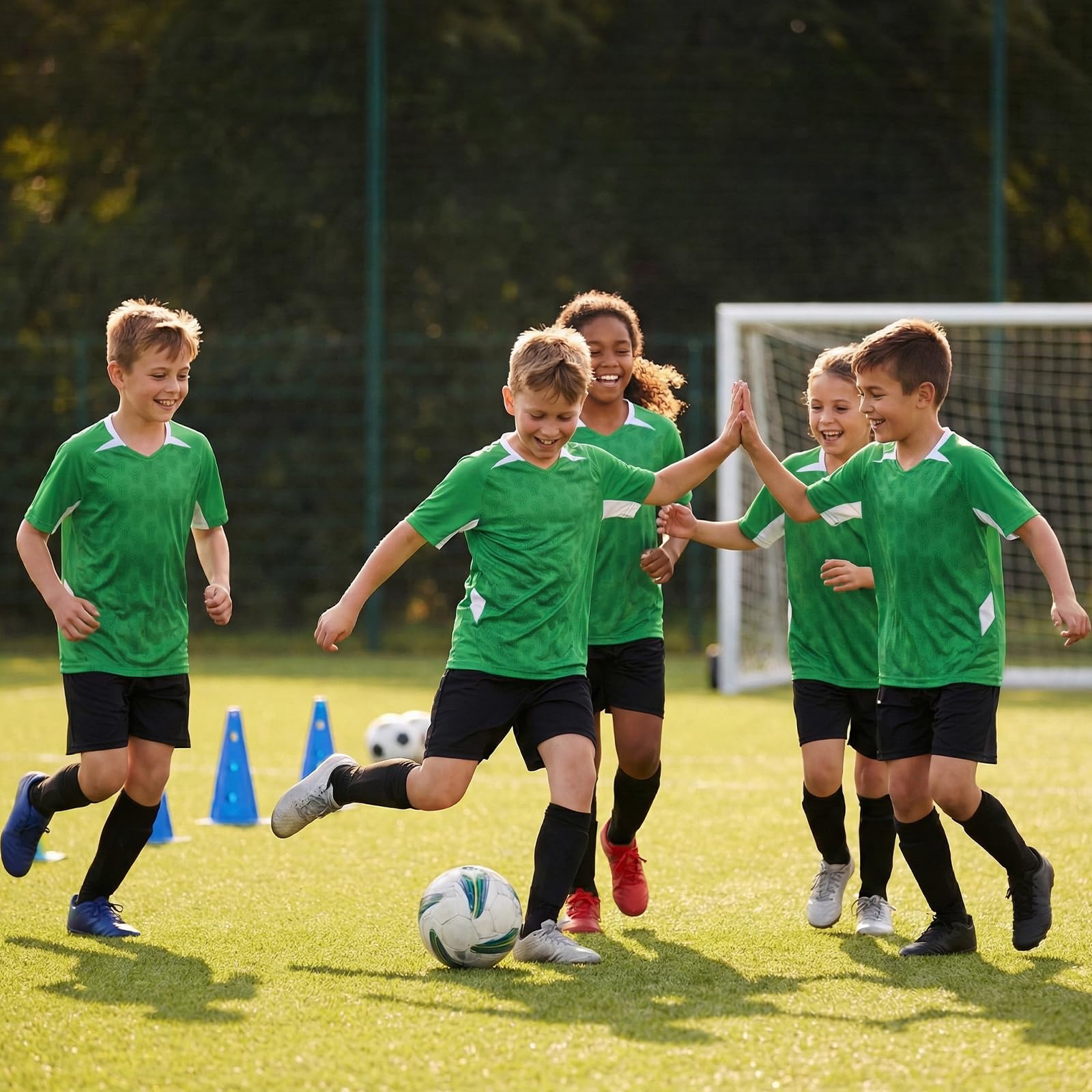 Completo Calcio Bambino, Set di Maglia e Shorts a Secco Rapido per Allenamento Scuola Gimnasio