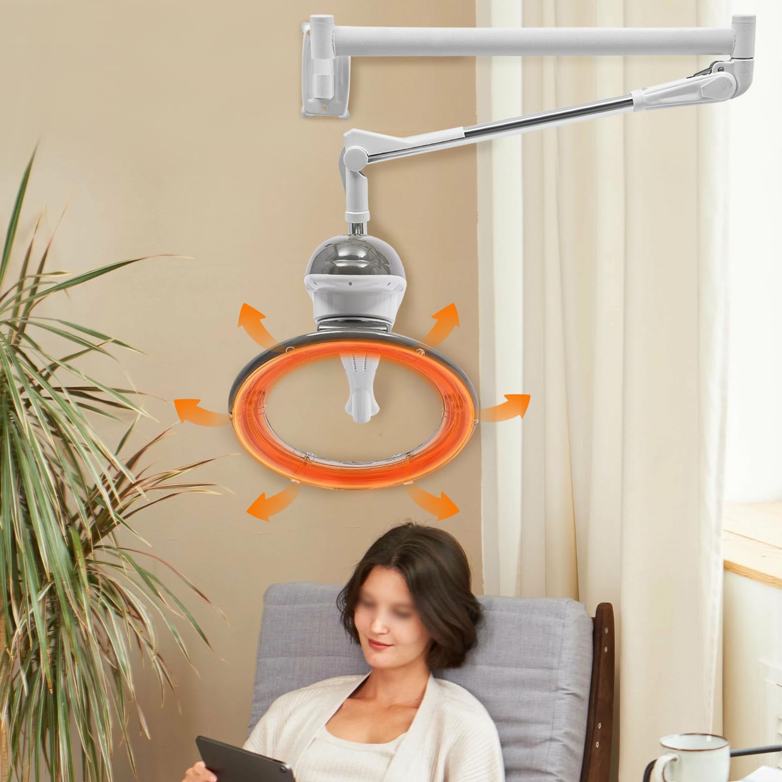 LyeXD 950W Wall Mount Orbiting Rotating Hair Dryer. Salon Hair Perming Treatment Machine Dryer Accelerator Adjustable Timer&Temperature, Hair Color Processor Perm Styling for Salon Beauty (Grey)