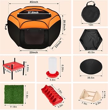 Brooder Box for Chicks Starter Kit, Dual Doors Chicken Brooder Playpen
