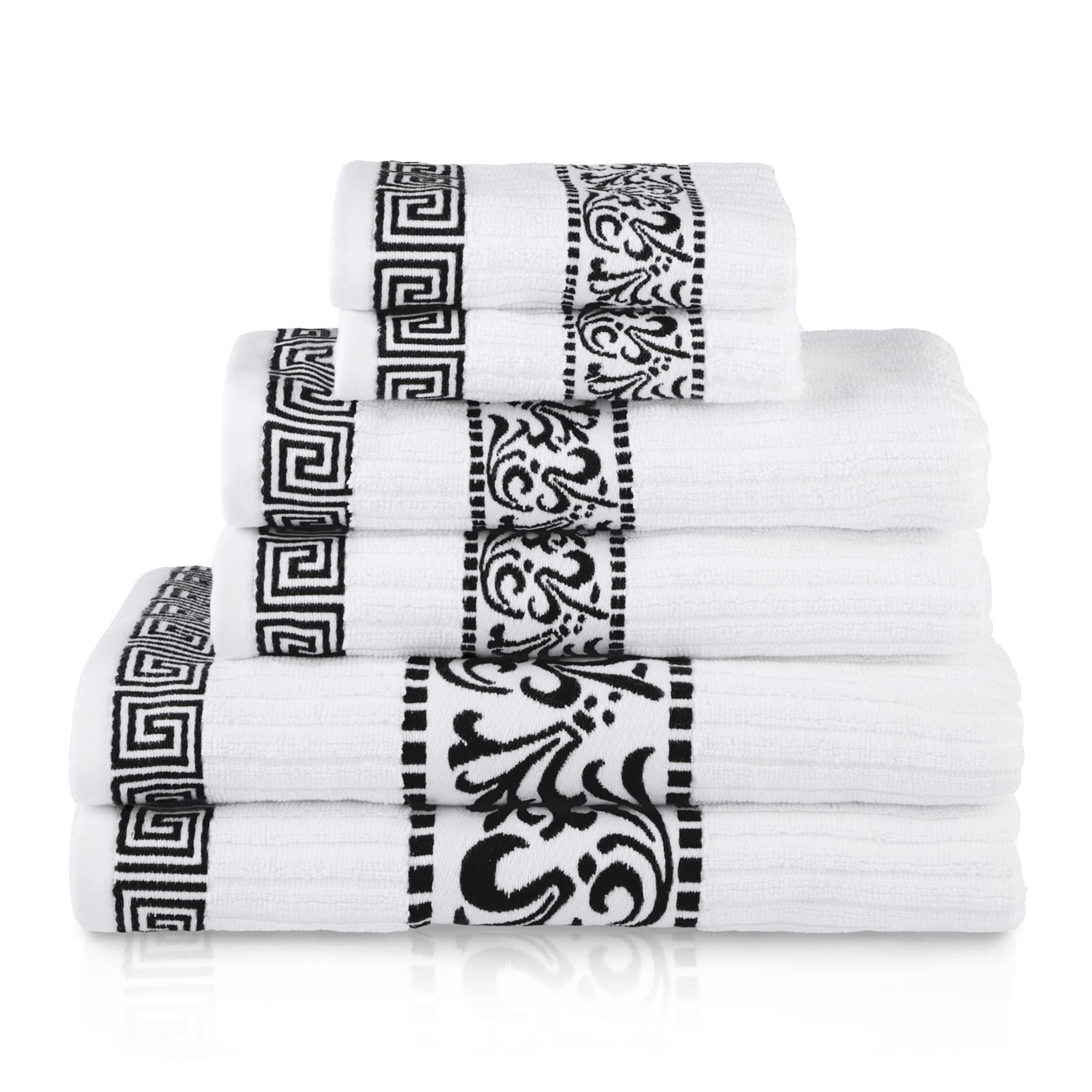 SuperiorDecorative Athens 6-Piece Cotton Bath Towel Set, Black