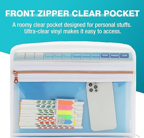 Miniatura 3 de Organizador de carpetas de archivos expandible de 13 bolsillos, carpeta organizadora de archivos de acordeón, 12 bolsillos, carpetas de archivo
