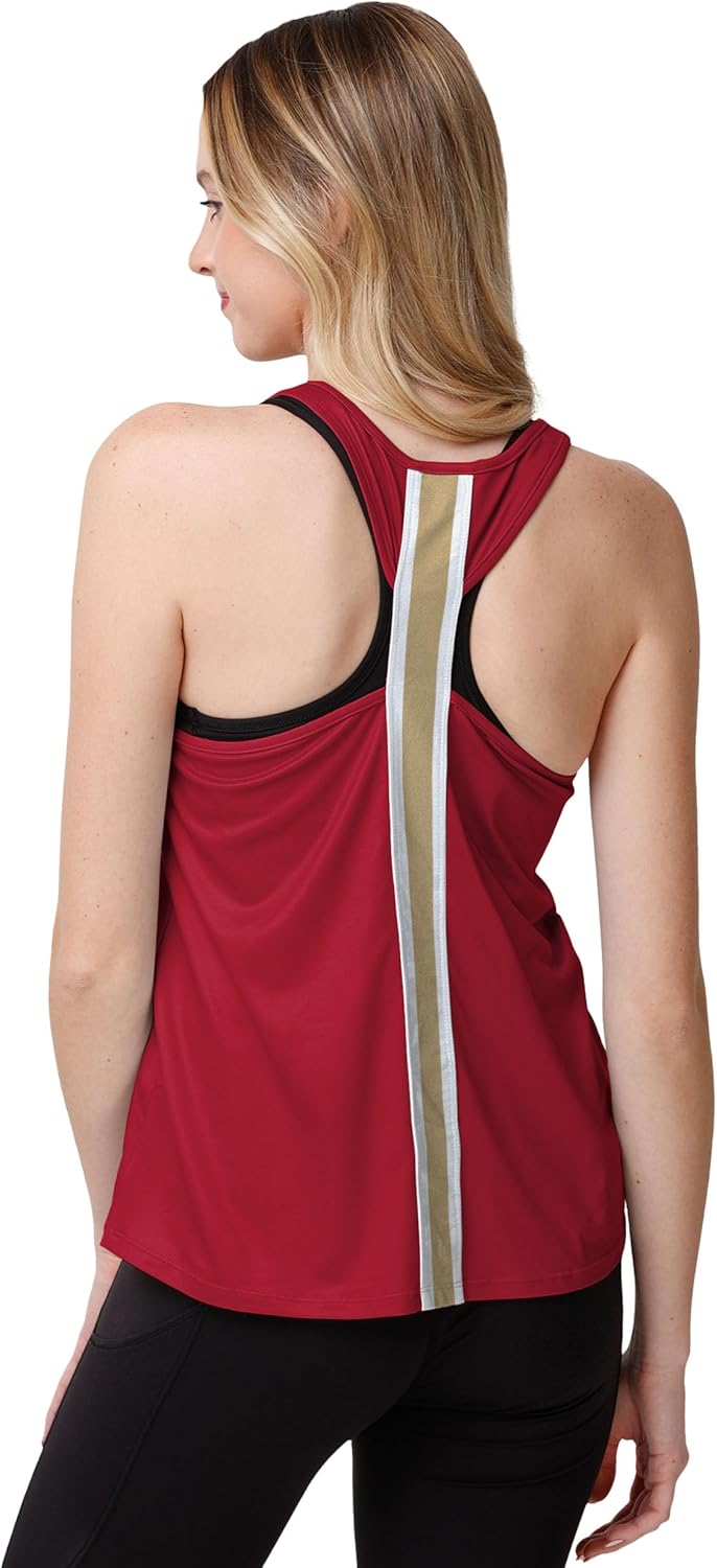 FOCO NFL Womens NFL Ladies Fashion Wordmark Team Stripe Sleeveless Tank Top Shirt - Image 2