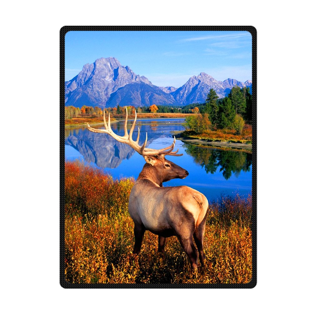 JIUDUIDODO Home Bedding & Beautiful Keep Warm Gifts True Love Beautiful 4th July Elk Blanket 58 Inches x 80 Inches Sofa/Bed Used Gift for Family/Friend