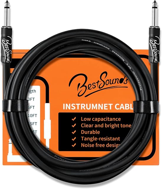 BestSounds Guitar Cable 3M, Electric Guitar Cable Amp Cord Instrument Cable for Acoustic Guitar Bass Keyboard Amplifier and Pro Audio (Straight to Straight)