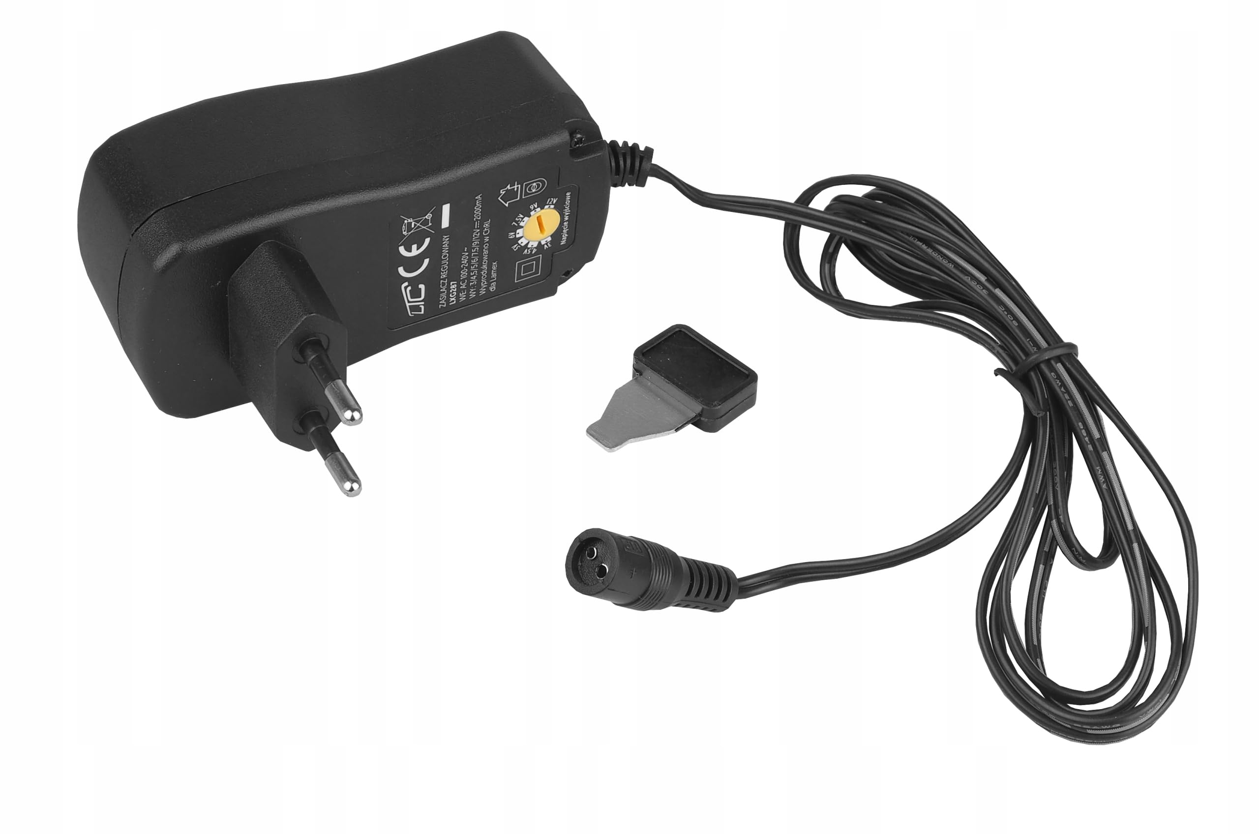 LTC - Universal Netzteil 3 V-12 V / 2000 MA, Stabilisiert, mit austauschbaren Steckern und Spannungsregelung - Vielseitig einsetzbar - 90mm x 45mm x 65mm