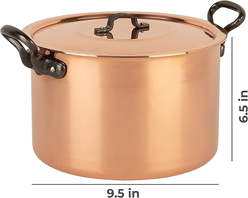 Miniatura 2 de Cuisine Romefort | Olla de sopa de cobre estañado con paredes más altas, 6.3 cuartos de galón | olla tradicional de cobre macizo con asas de hierro