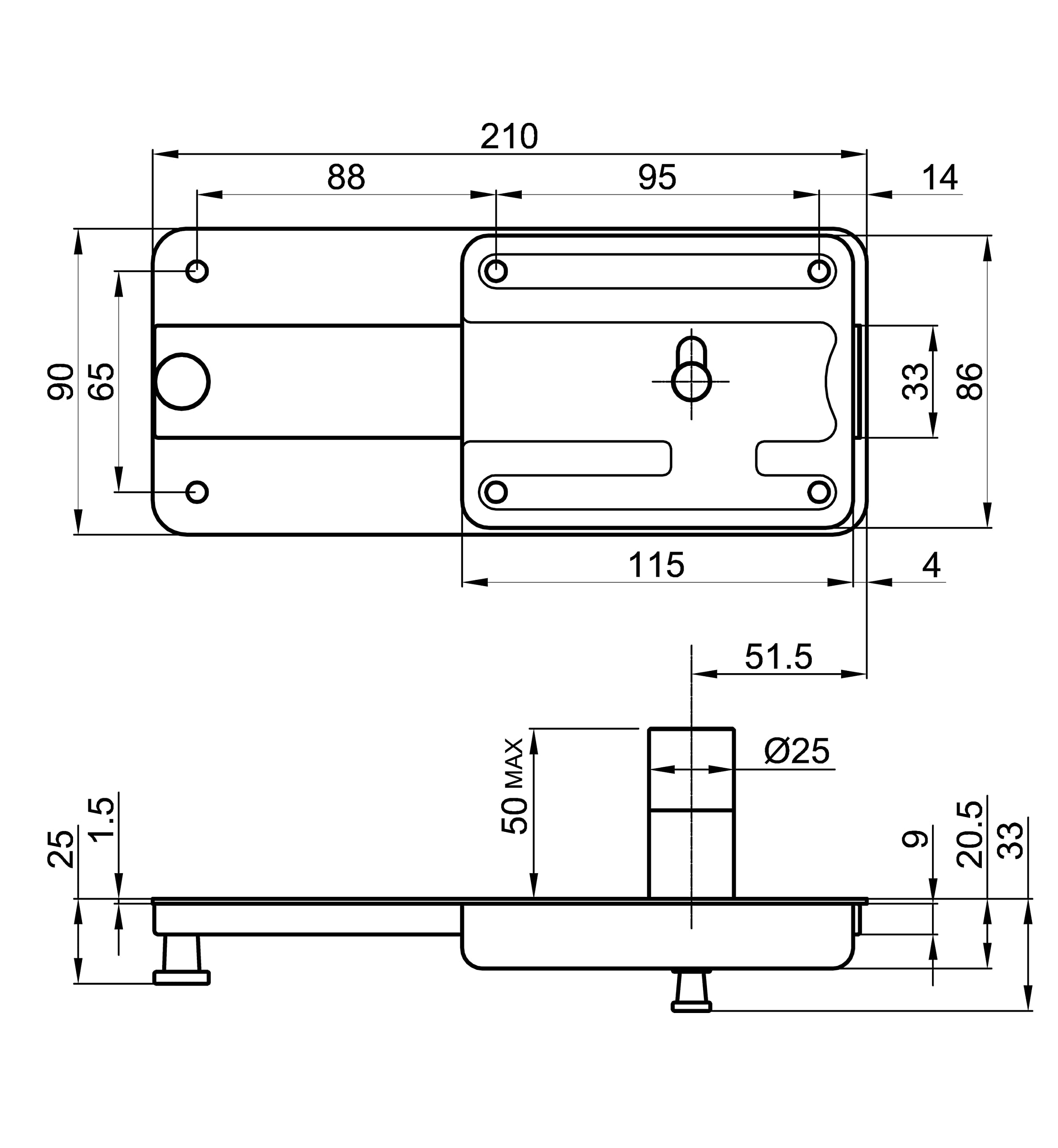 Yale Serratura meccanica "ferroglietto" da applicare per porte in legno Y6616150 acciaio verniciato, entrata 50mm