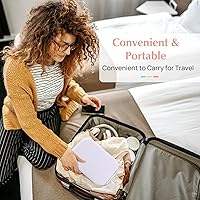 Vista 6 de Rechargeable Travel Makeup Vanity Mirror with LED Lights Portable Lighted Makeup Beauty Mirror, 3 Color Lighting, Dimmable Touch Screen, Tabletop