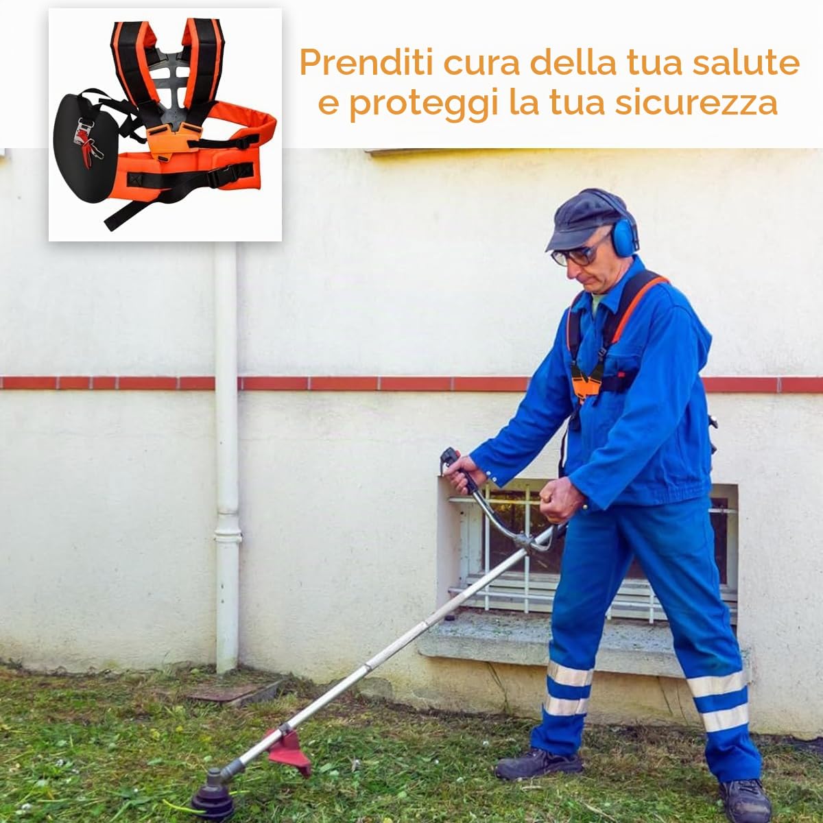 FGen - Tosaerba con imbracatura a doppia spalla, tracolla regolabile per tosaerba, cinghia professionale per decespugliatore, tosaerba con imbracatura a doppia spalla per decespugliatore o