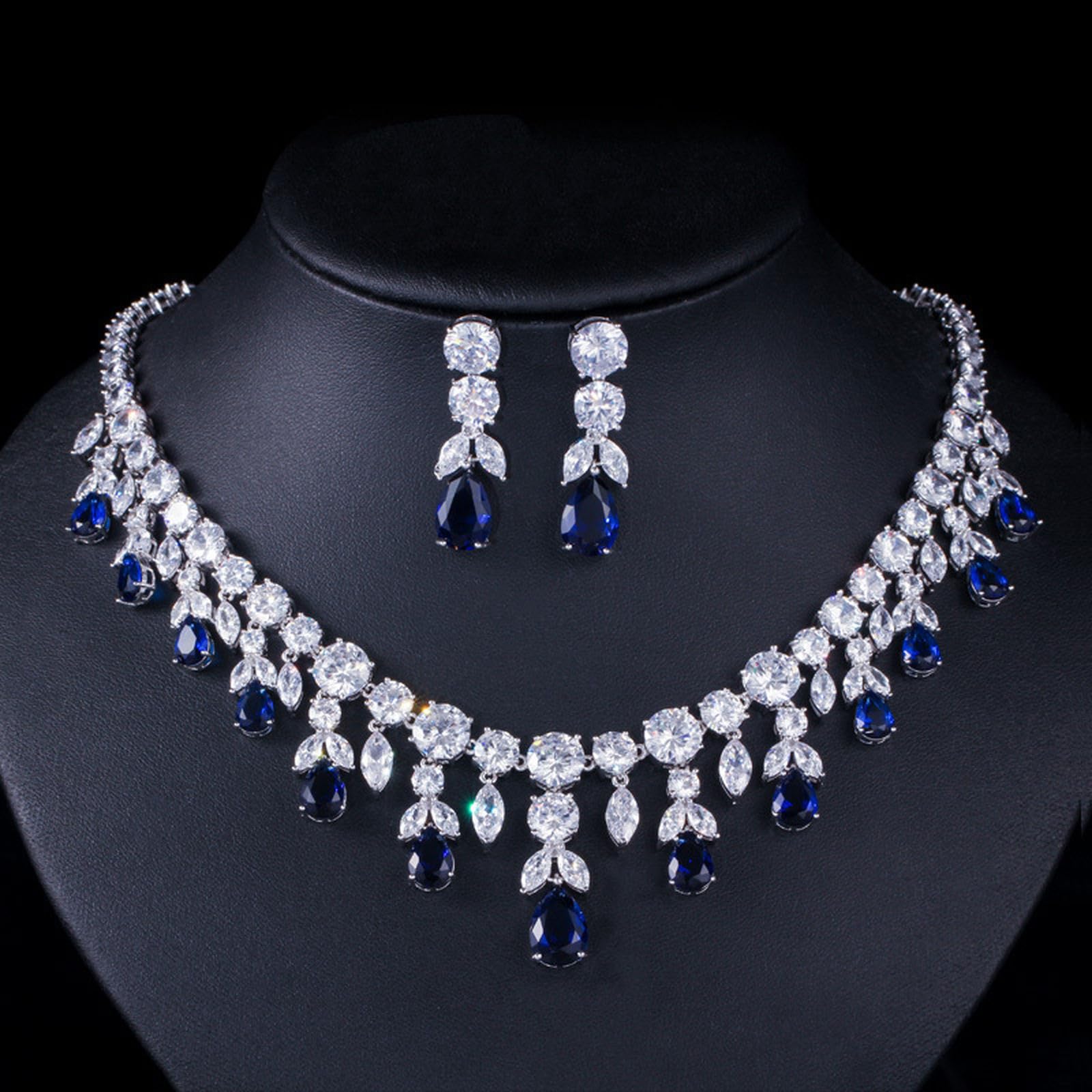 Set di gioielli da sposa per donna, collana AAA + zircone set di gioielli anallergici regalo di compleanno per fidanzamento matrimonio, set di gioielli da sposa per donna per festival