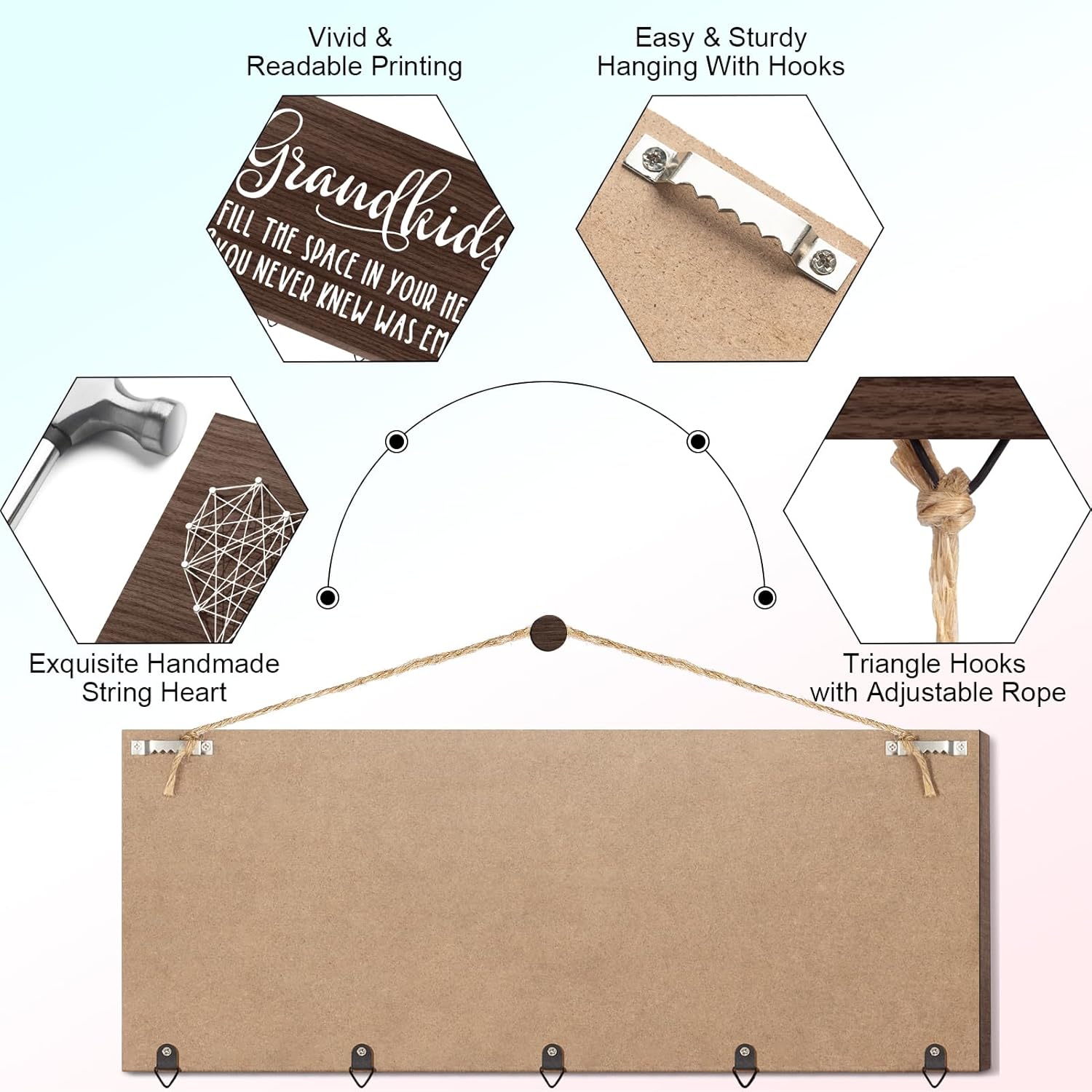 Christmas Grandma Gifts Picture Frame, Birthday Gifts for Grandma from Grandchildren Granddaughter, Grandkids Photo Holder Nana Grandpa Thanksgiving Gift Hanging Photo Display Xmas Card Holder - Image 6