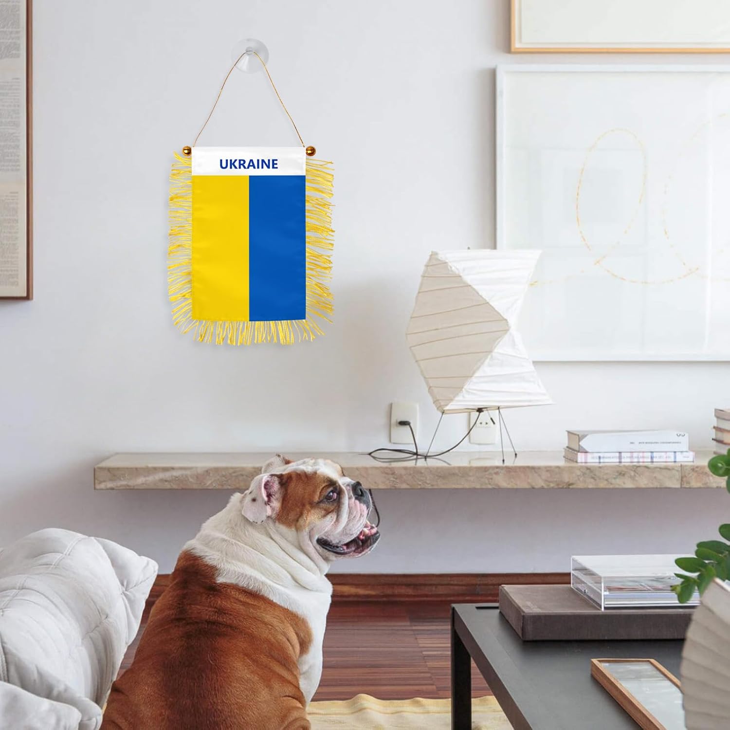 Ukraine Small Mini Fringy Hanging Flag 4x6 Inch Double Sided Mini Ukrainian Flag for Window Car Rearview Wall Decoration with Suction Cup image 3
