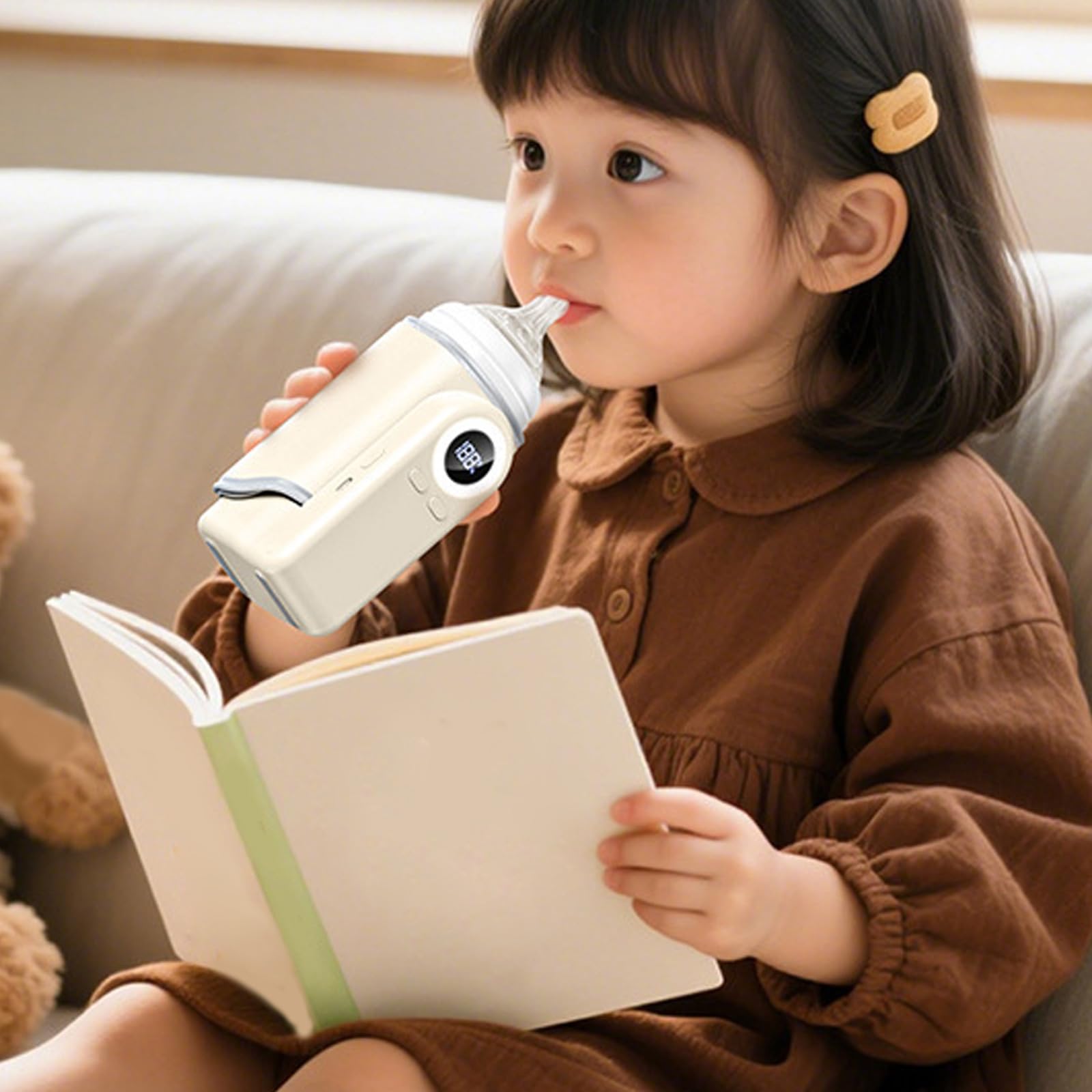 Chauffe-biberon compact 4 en 1 pour bébé - Chauffage rapide - Portable - Rechargeable - Réglable - Étanche