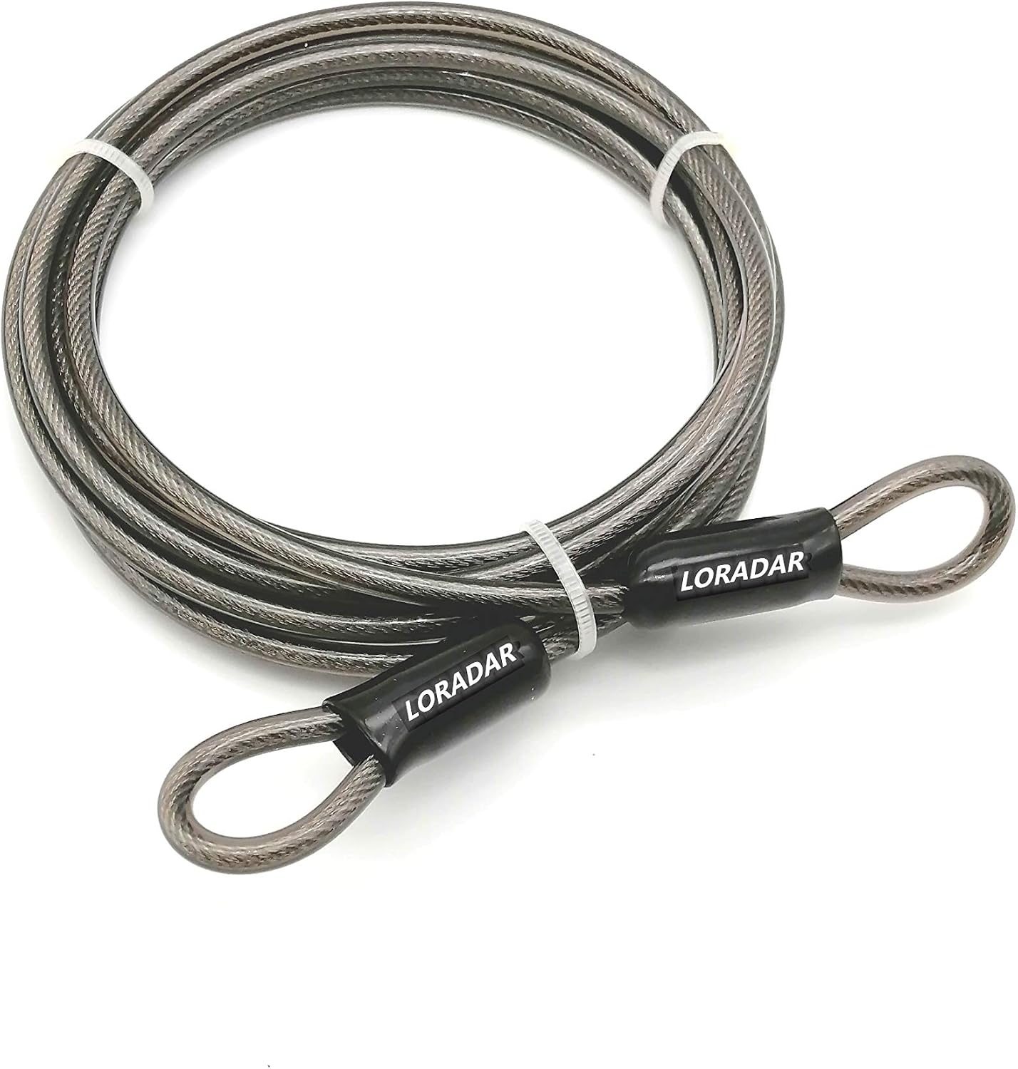 4mm Thick（5/32"） 7FT Thin Security Braided Coated Cable Anti-Lost Steel Cable Luggage Lock Double Loop Steel Cable (7FT)