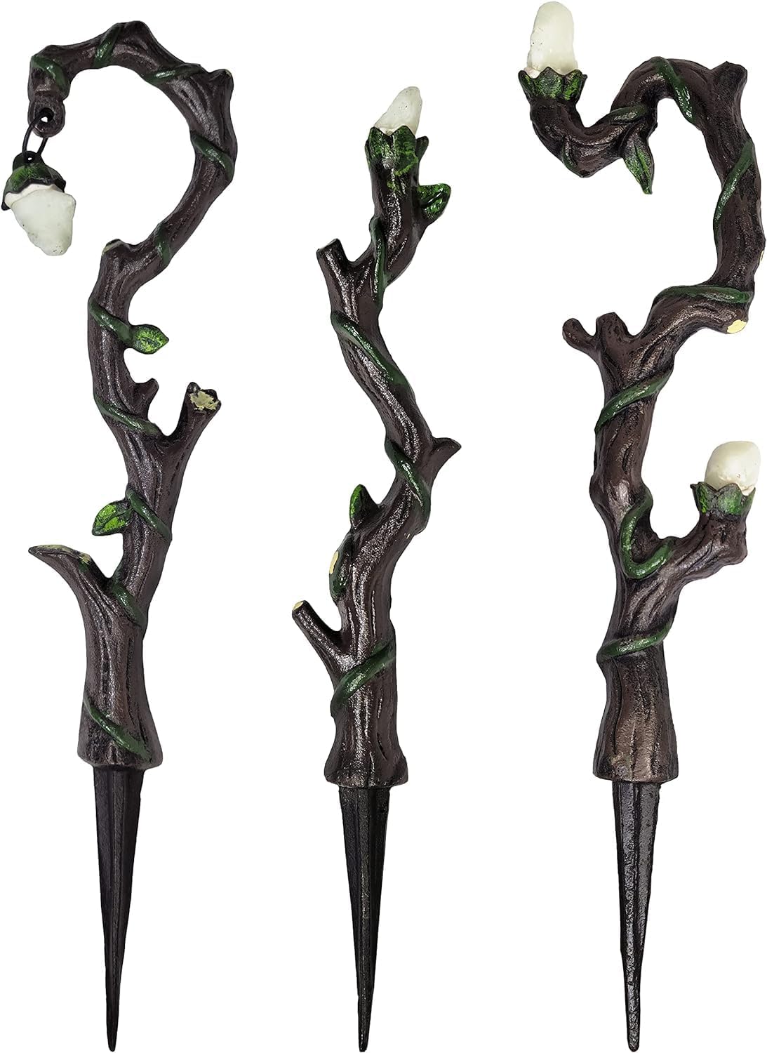 Lulu Decor, Cast Iron Blue Miniature 8" Fairy Door 8" with 2 Windows, 3 Fairy Lamps Garden Decor and Glow in Dark Stones