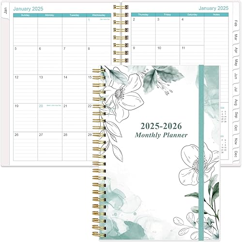 Agenda mensual de 18 meses, julio 2026 a diciembre 2026, dos páginas por mes, agenda de 6.4 x 8.5 pulgadas con pestañas, encuadernación fuerte de