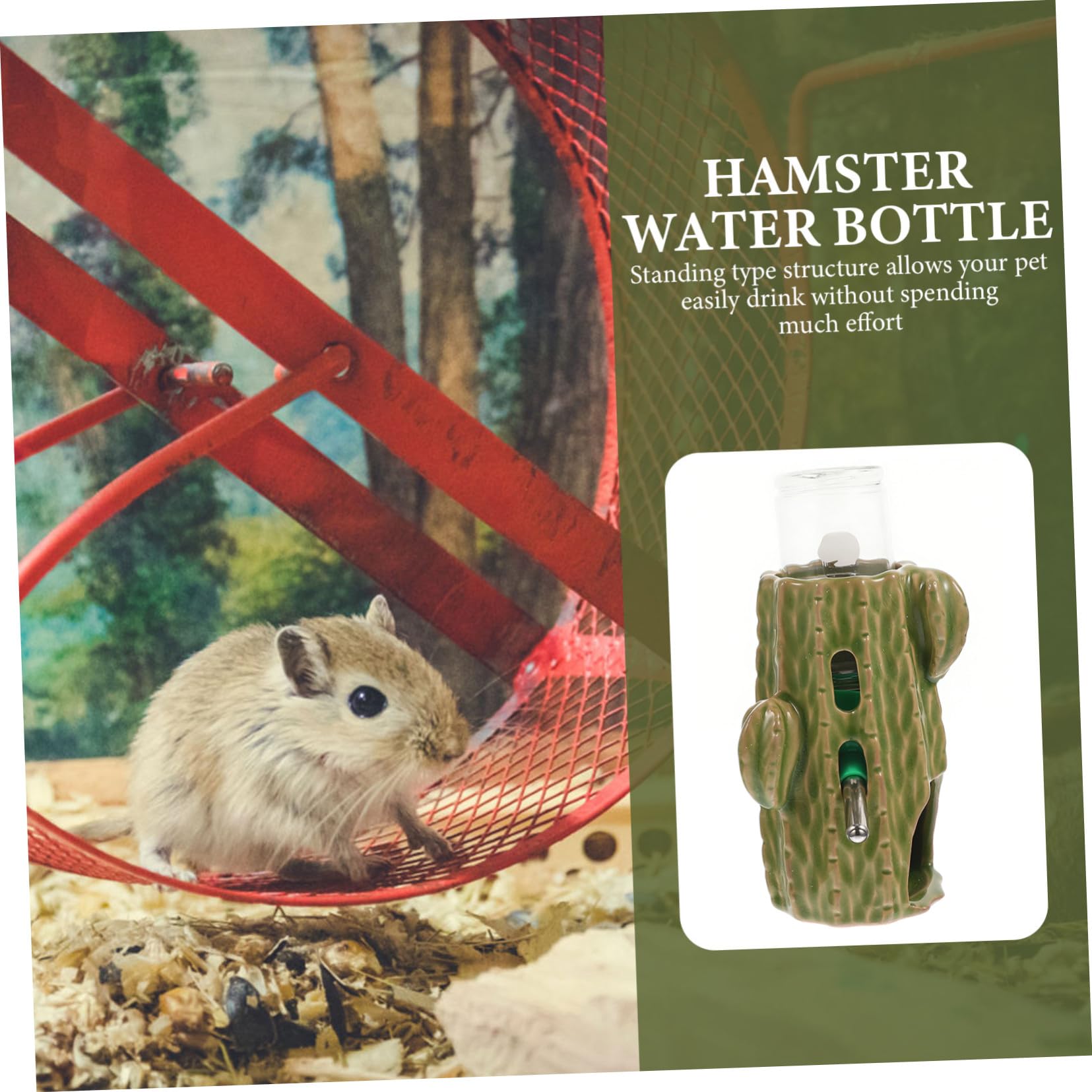 Biberón para Hámster de Cerámica 80ml, 1 Juego, Verde | Diseño Transparente, Nivel Visible, Uso Sencillo, Formato Práctico para Chinchilla y Mascotas Pequeñas