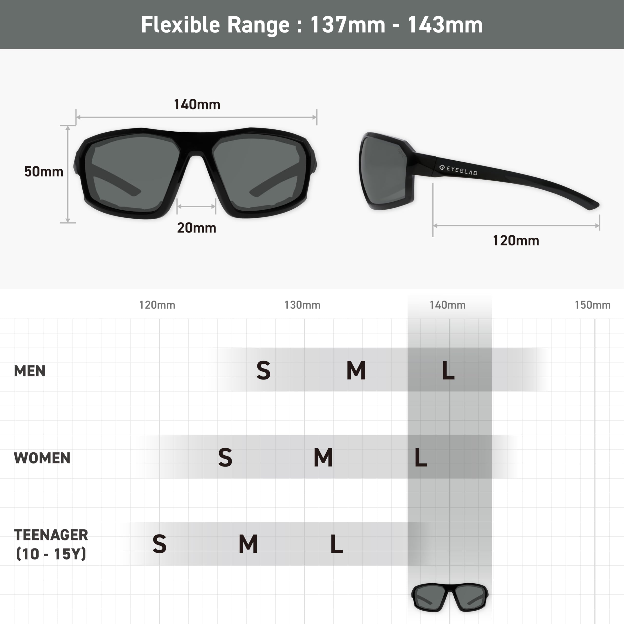 REV Z87+ Gafas de montar en moto HD High Contrast UV400 Phantom Grey Wrap Gafas de sol para hombre y mujer