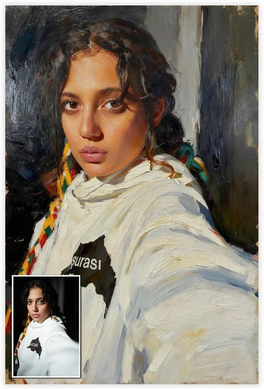 Thick Oil Painting Custom Poster from Photo - Personalized Canvas Art - Turn Picture into Painting - Unique Gift for Couples Family - Wall Decor Ready to Hang Unframed Print 8" L x 12" W
