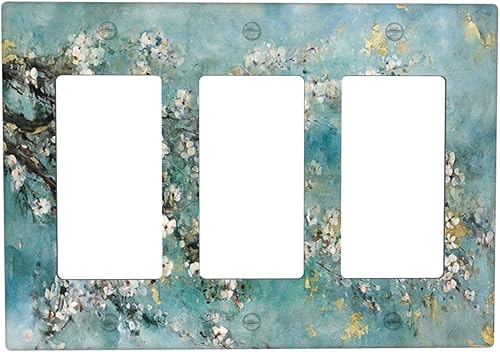 Miniatura 166 de Placa de pared de tortugas marinas, hierba oceánica, medusas, peces y algas marinas, placa de pared de doble palanca, cubierta de interruptor de luz