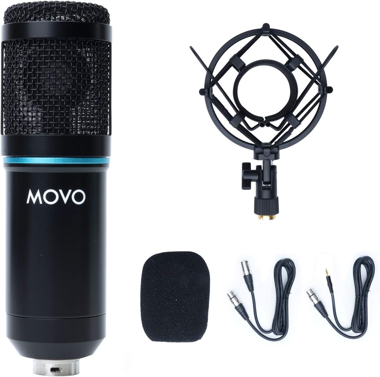Movo PC-M6 Universal Cardioid Condenser Microphone with XLR and 3.5mm, Shock Mount, and Windscreen – Perfect for Podcasting, Live-Streaming, Gaming, Remote Work