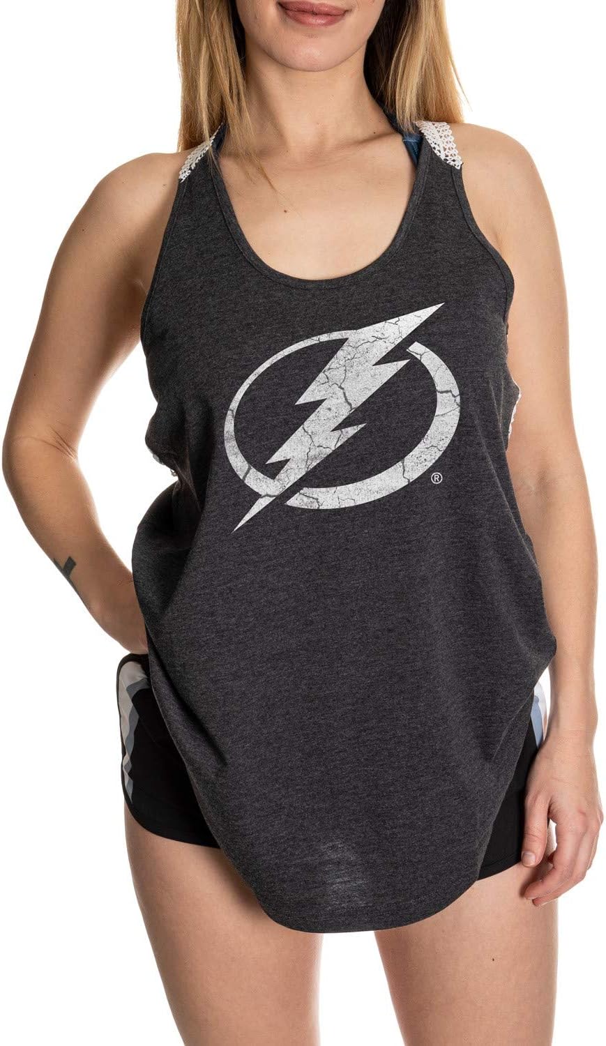 Calhoun NHL Ladies Flowy Racerback Crochet Lace Tank Top