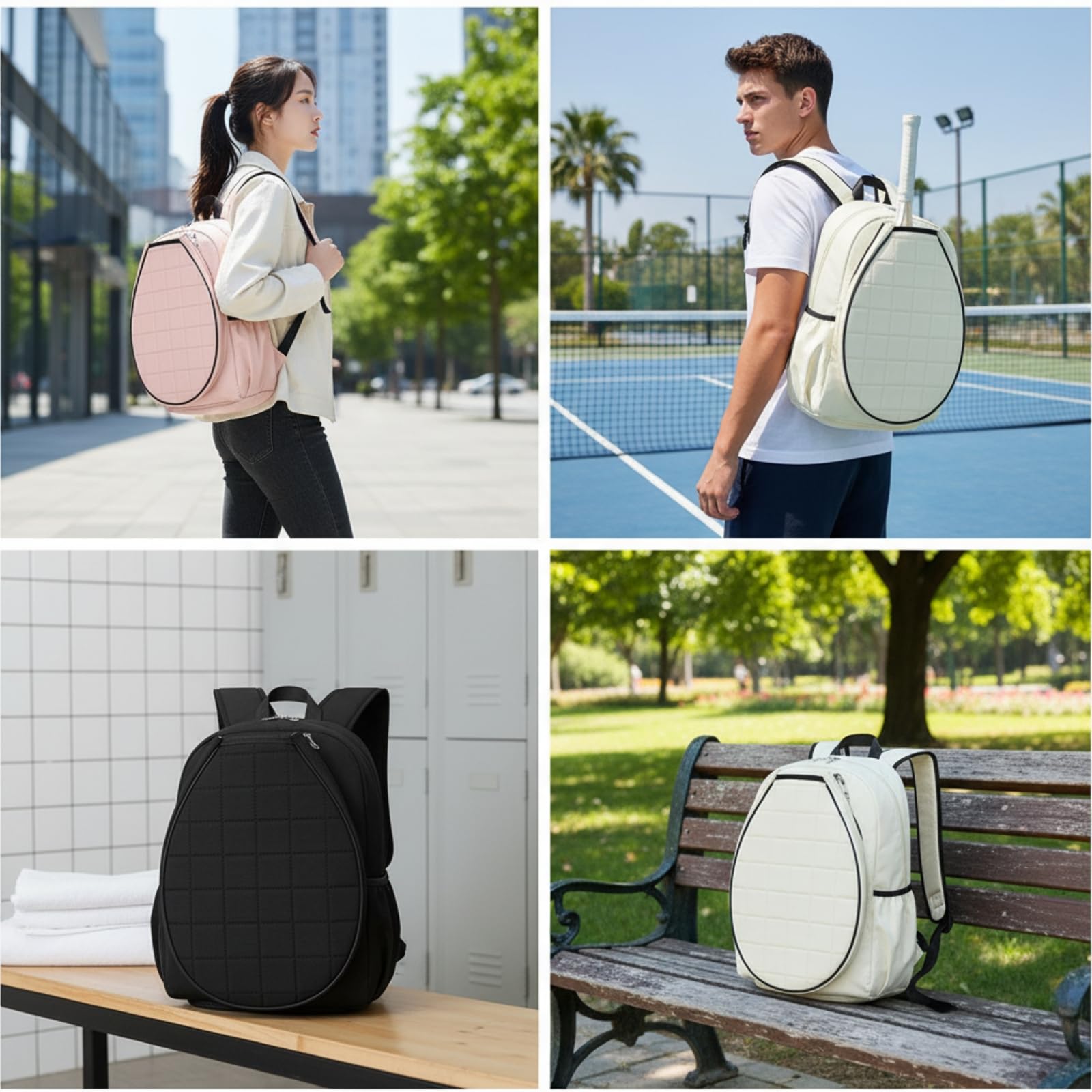 Zaino da Tennis Multitasche, Array, Nero, Grande | Trapuntato, Capiente, Zaino da Tennis con Porta Scarpe, per Palestra, Tennisti, Giocatori di Bminton