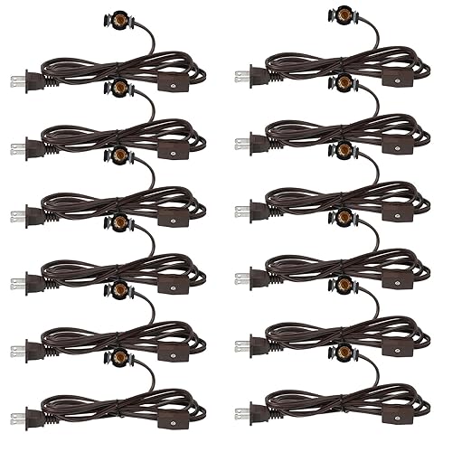 Vista 8 de Macarrie 6 piezas de repuesto de cable de lámpara de sal individual para bombilla E12 de aldea de Navidad, enchufe de interruptor de clip de metal