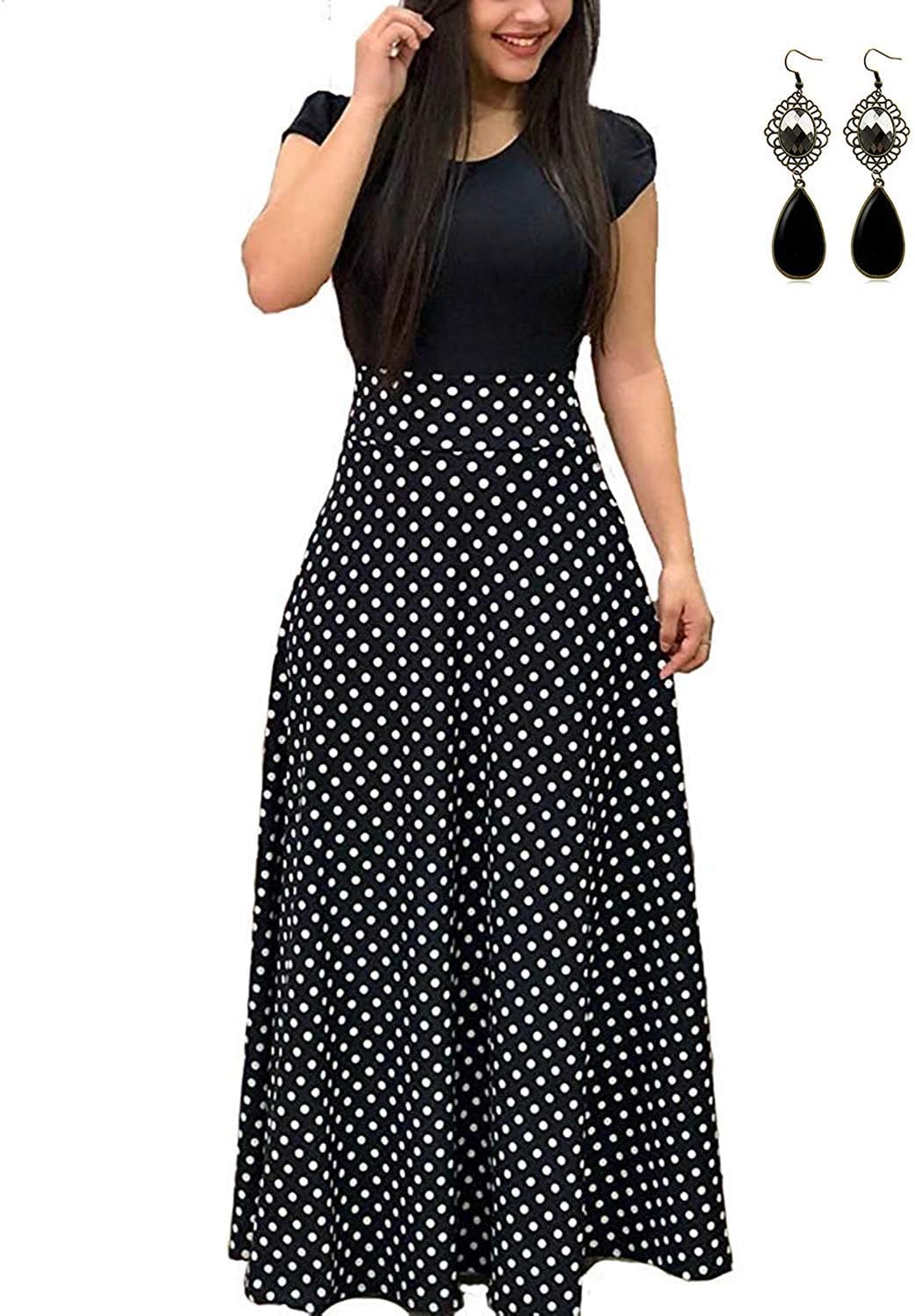 Women Summer Dress Maxi Boho Short Sleeve Elegant Loose Casual Dresses Beach Long Sundress