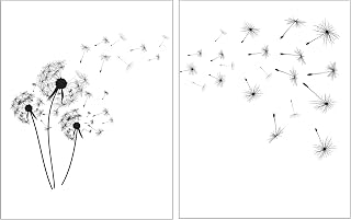 WESTBROOK DESIGN STUDIO Dandelion Fluff ‘Make a Wish’ Wall Art Digital Prints - Set of 2-11x14 UNFRAMED Minimalist & Modern Black, White and Gray Decor