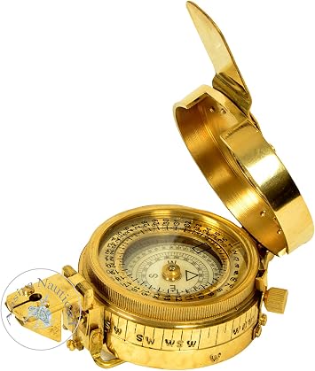 Vintage Style Shiny Brass British Prismatic Military Compass Nautical Pocket Compass